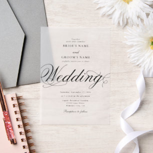 Clear Elegant Classy Luxury Wedding Overlay Vellum Invitations
