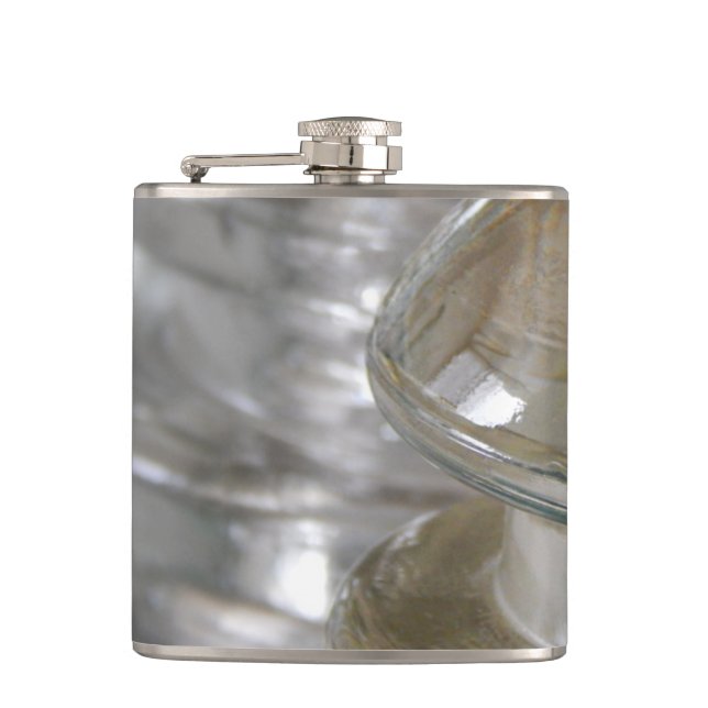 Clear Glass Insulators Hip Flask (Front)
