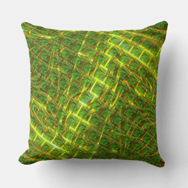 Clear green image under yellowish golden grid cushion (Front)