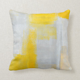 'Clear' Grey and Yellow Abstract Art Pillow