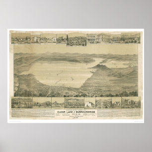 Clear Lake, CA. Panoramic Map (0289A) Poster