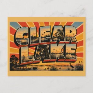 Clear Lake Iowa Glacial Lake Oak Woodland Art Postcard