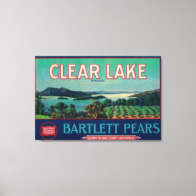 Clear Lake Pear Crate LabelLake County, CA Canvas Print (Front)