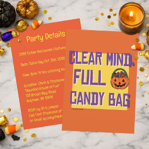 Clear Mind, Full Candy Bag Halloween Sober Party Invitation