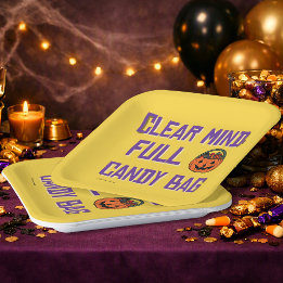 Clear Mind, Full Candy Bag | Halloween Sober Party Paper Plate