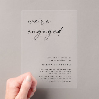 Clear Minimalist Engagement Party | Modern Wedding Acrylic Invitations