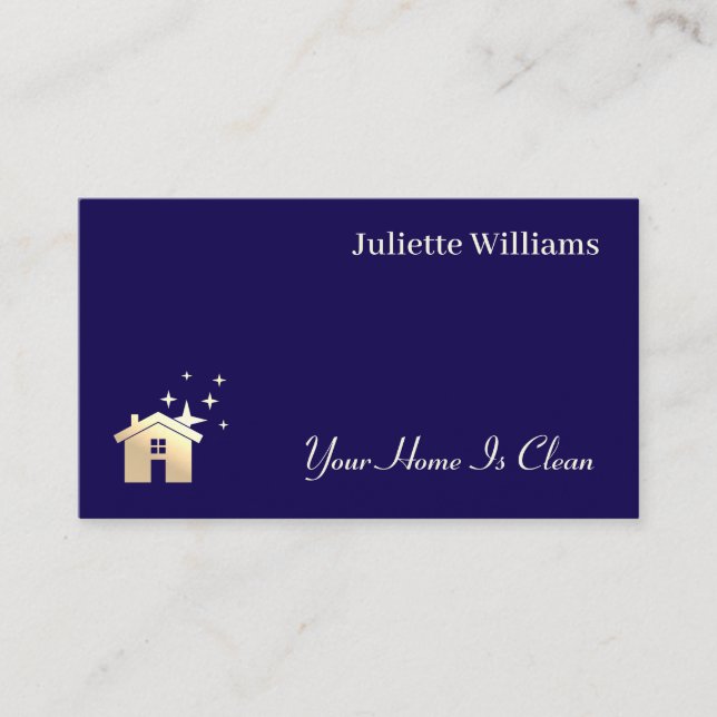 Clear minimalist simple home cleaning  business card (Front)