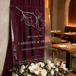 Clear Minimalistic Unplugged Wedding Ceremony Acrylic Sign