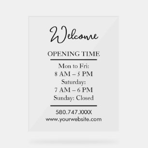 Clear Modern Small Business Hours Display