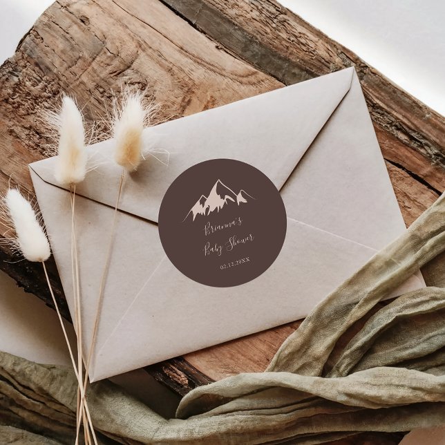 Clear Mountain Country Baby Shower Favour Classic Round Sticker (Creator Uploaded)