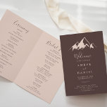 Clear Mountain Country Folded Wedding Programme<br><div class="desc">This clear mountain country folded wedding program is perfect for a rustic wedding. The design features an idyllic watercolor beige mountain.

Include a quote or short message,  order of service,  wedding party and thank you message.</div>