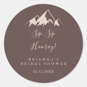 Clear Mountain Sip Sip Hooray Bridal Shower Classic Round Sticker