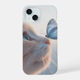 Clear Phone Case – Cute Cat with Butterfly Design
