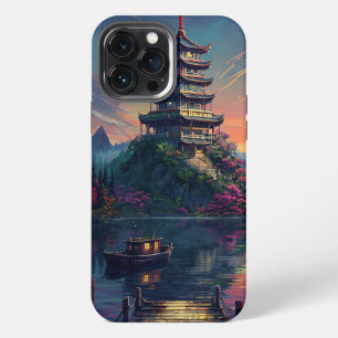 Clear Phone Case with Serene Pagoda & Nature Desi