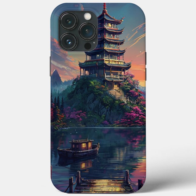  Clear Phone Case with Serene Pagoda & Nature Desi (Back)