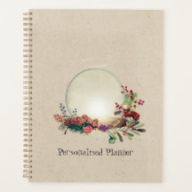 Clear Quartz Crystal Ball Vintage Floral Journal
