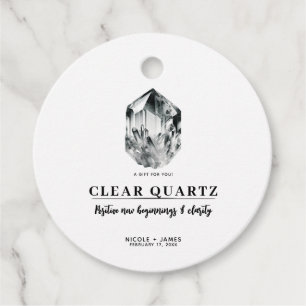Clear Quartz Crystal Beginnings & Clarity Wedding Favour Tags