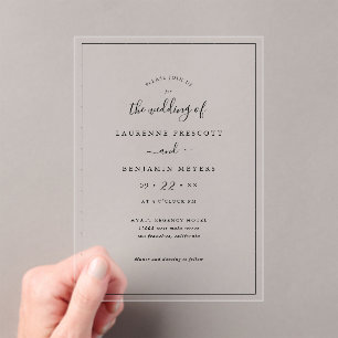 Clear & Simple Acrylic Wedding Invitation Card 