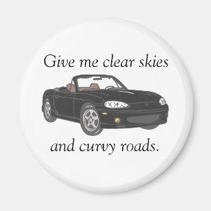 Clear Skies & Curvy Roads- black Magnet
