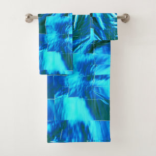 Clear sky mosaic abstract metallic texture bath towel set