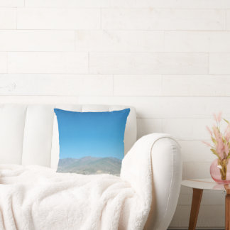 Clear Sky Over Mountain Landscape Cushion