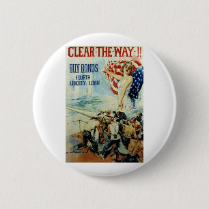 Clear the Way!! - Fourth Liberty Loan 6 Cm Round Badge