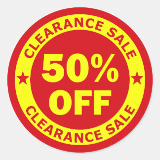 Clearance Sale 50 Percent Off Classic Round Sticker