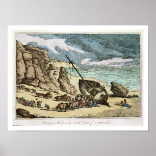 Clearing a Wreck on the North Coast of Cornwall, f Poster