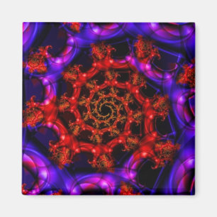 Clearly Red and Blue Fractal Art Magnet