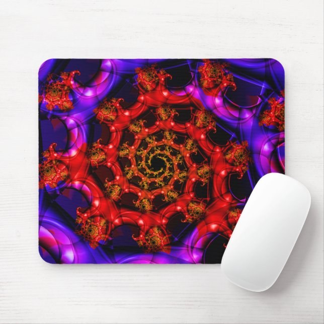 Clearly | Red and Blue Fractal Art Mouse Pad (With Mouse)