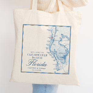 Clearwater Beach FL Blue Wedding Welcome Tote Bag