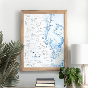 Clearwater Beach FL Map Wedding Guest Book Poster