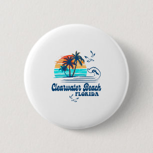 Clearwater Beach Florida 2025 Sunset Vintage 70's  6 Cm Round Badge