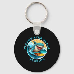 Clearwater Beach Florida Happy Surfing Shark Souve Key Ring