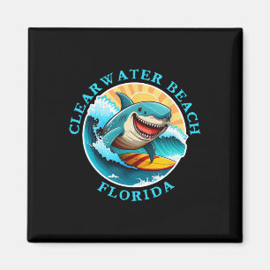 Clearwater Beach Florida Happy Surfing Shark Souve Magnet