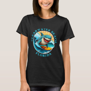 Clearwater Beach Florida Happy Surfing Shark Souve T-Shirt