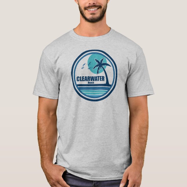 Clearwater Beach Florida Palm Tree Birds T-Shirt (Front)