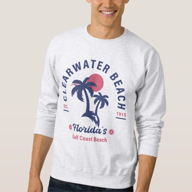 Clearwater Beach Florida Palm Tree Souvenirs 60s Sweatshirt (Front)