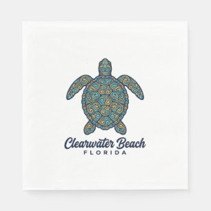 Clearwater Beach Florida Sea Turtle Vector Design_ Napkin