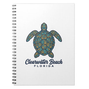 Clearwater Beach Florida Sea Turtle Vector Design_ Notebook