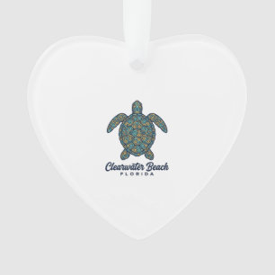 Clearwater Beach Florida Sea Turtle Vector Design_ Ornament