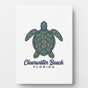 Clearwater Beach Florida Sea Turtle Vector Design_ Plaque