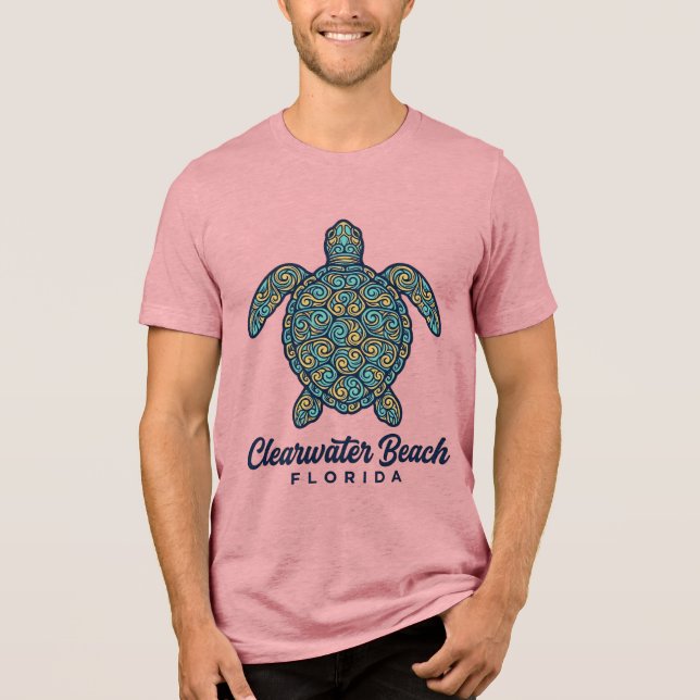 Clearwater Beach Florida Sea Turtle Vector Design_ Tri-Blend Shirt (Front)