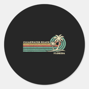 Clearwater Beach Florida Summer Vintage Family Vac Classic Round Sticker