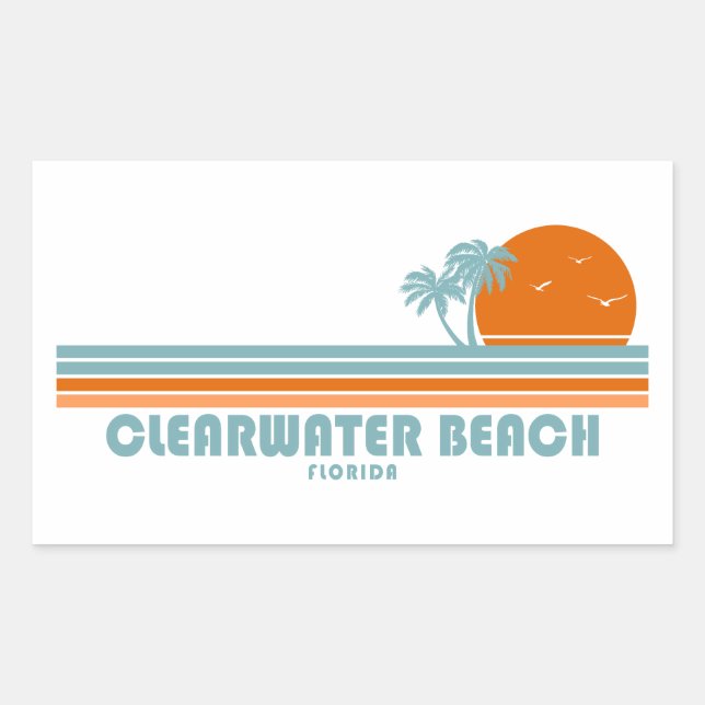 Clearwater Beach Florida Sun Palm Trees Rectangular Sticker (Front)