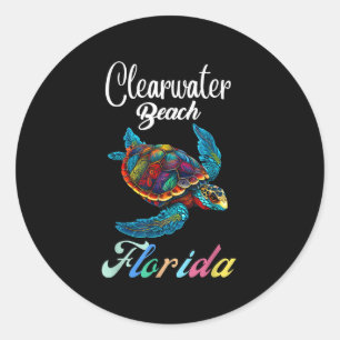 Clearwater Beach Florida Tie Dye Sea Turtle Family Classic Round Sticker