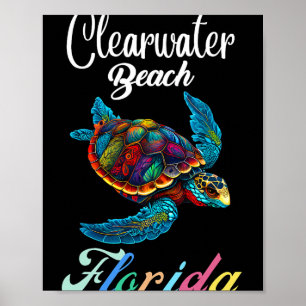 Clearwater Beach Florida Tie Dye Sea Turtle Family Poster