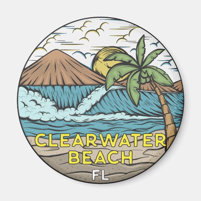 Clearwater Beach Florida Vintage Magnet (Front)