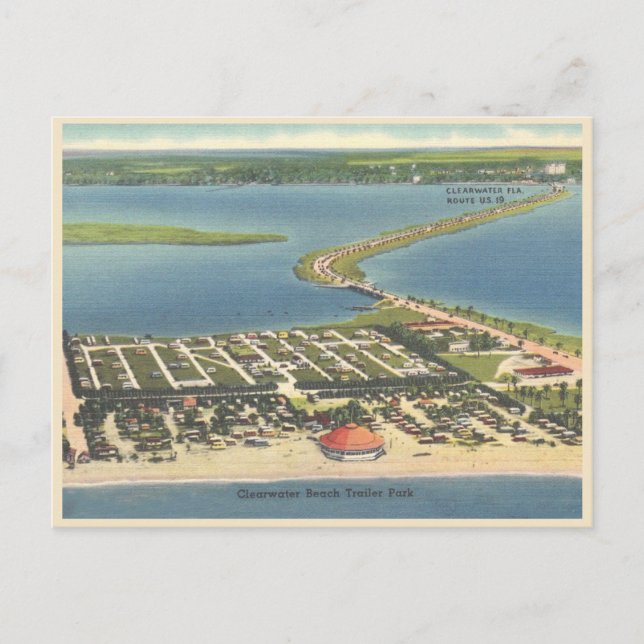 Clearwater Beach Florida vintage trailer park Postcard (Front)
