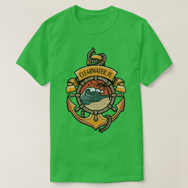 Clearwater Beach Florida West Coast Beaches Boatin T-Shirt (Design Front)
